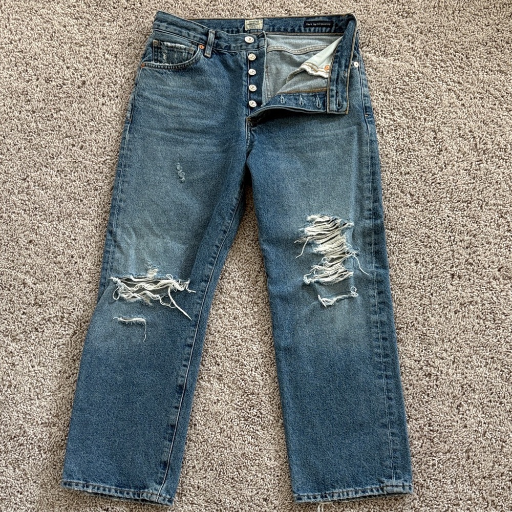Citizens Of Humanity Blue Button-Fly Jeans